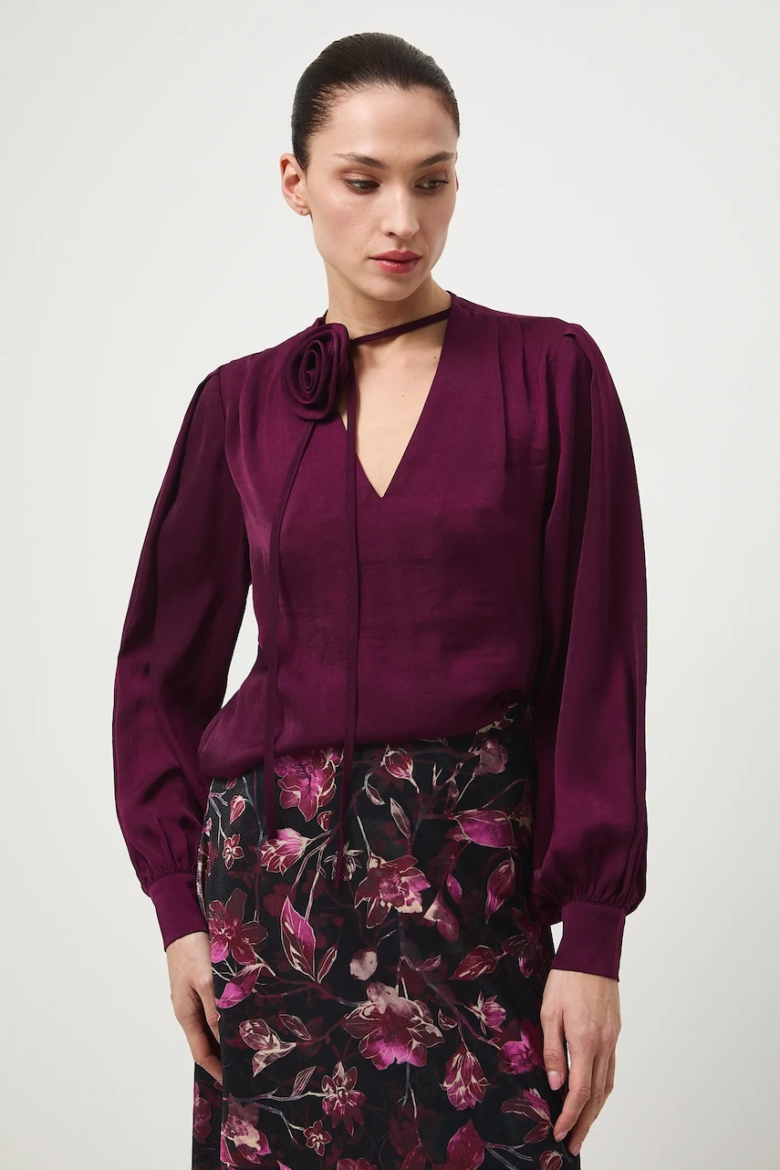 Medicine bluza culoarea violet, neted