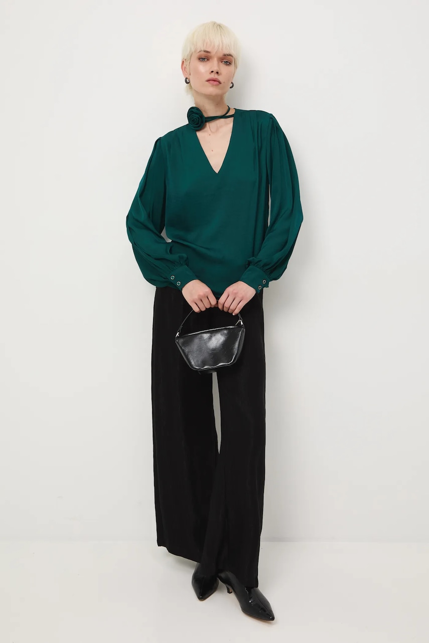 Medicine bluza culoarea verde, neted