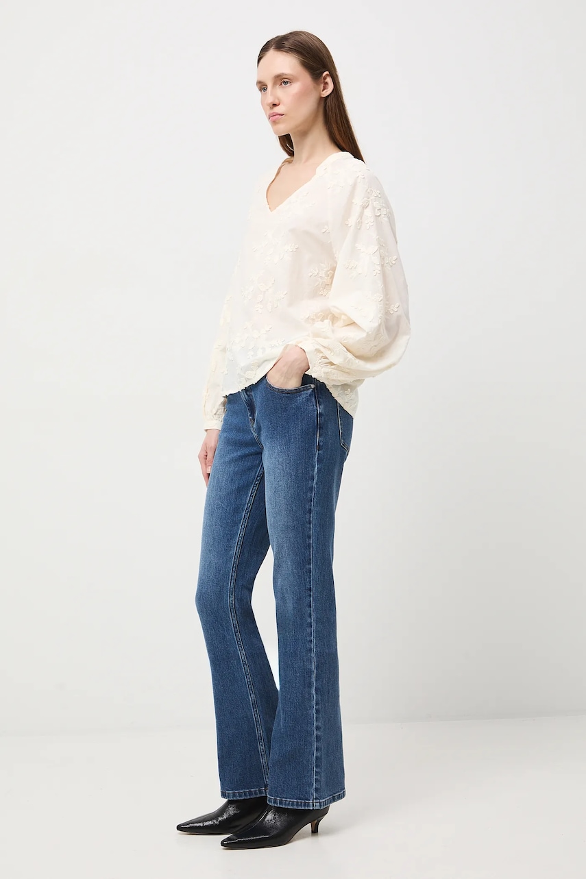 Medicine bluza din bumbac culoarea bej, cu imprimeu