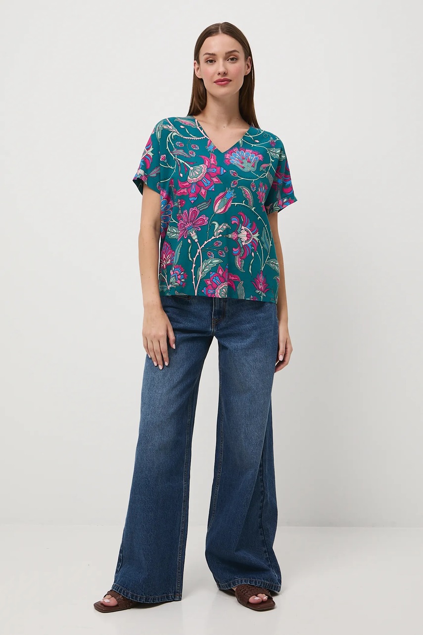 Блузка с примесью шерсти Medicine цвет зелёный узор