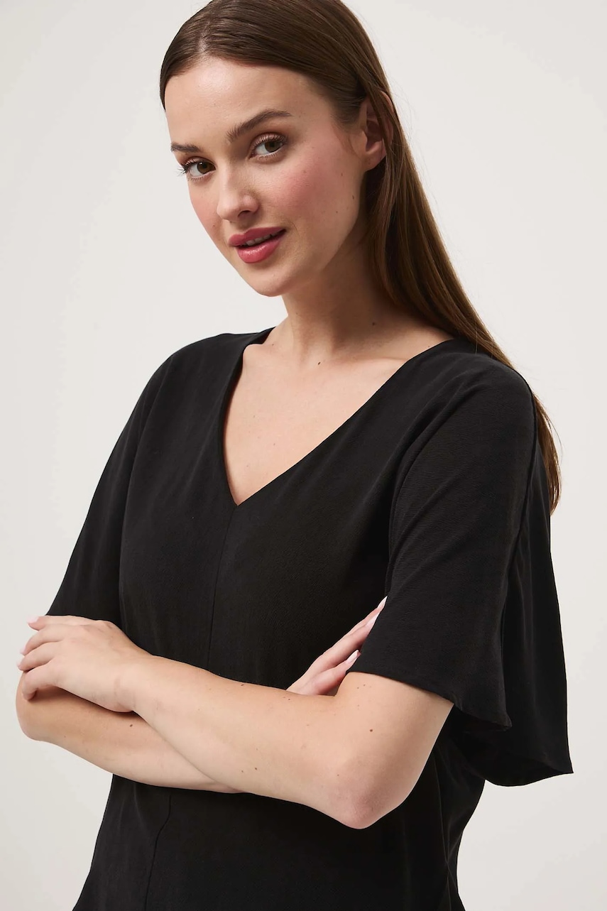 Medicine bluza culoarea negru, neted