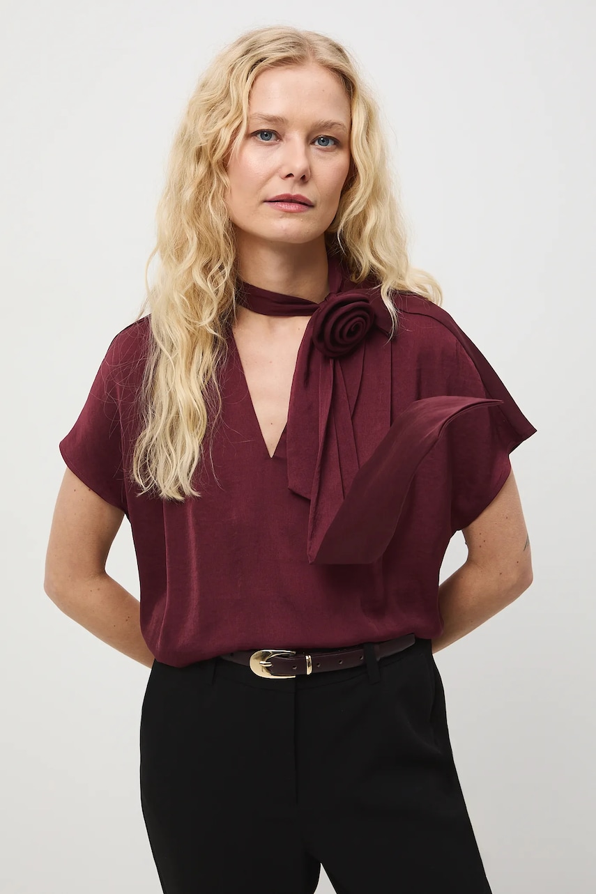 Medicine bluza culoarea bordo, neted