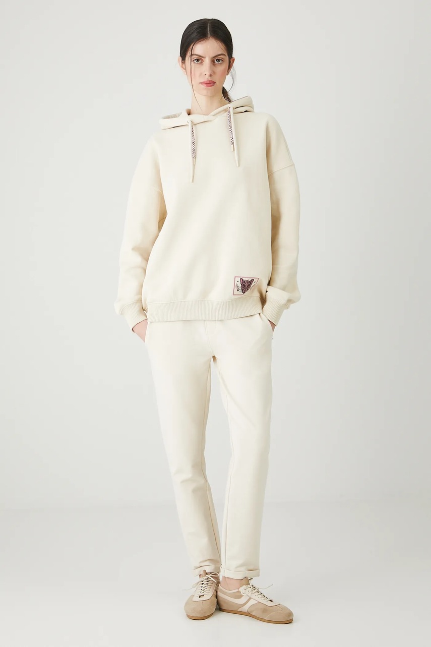 Кофта Medicine цвет бежевый с капюшоном с аппликацией