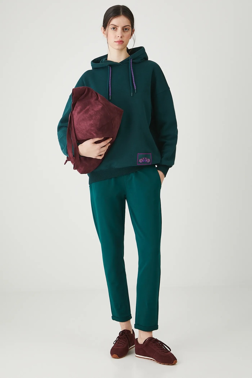 Кофта Medicine цвет зелёный с капюшоном с аппликацией