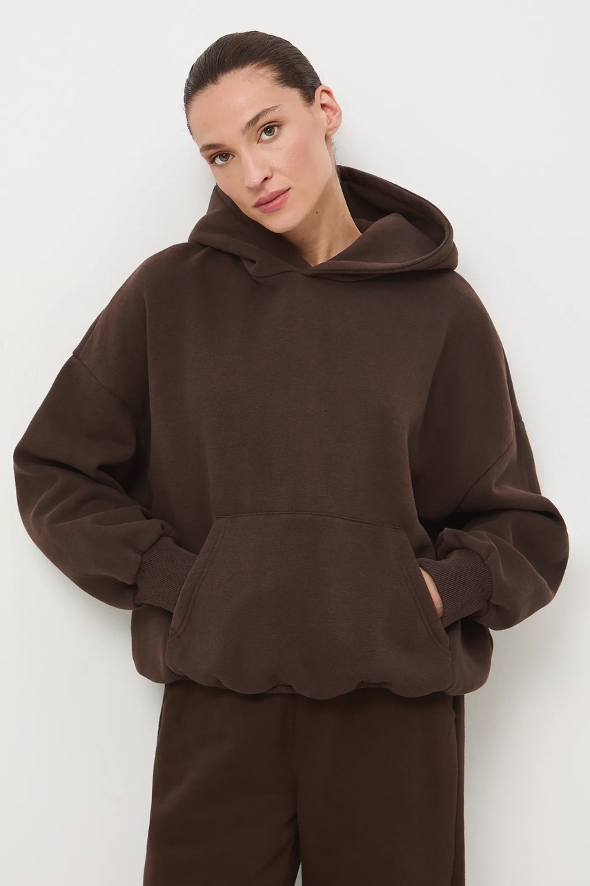 Кофта Medicine цвет коричневый с капюшоном однотонная