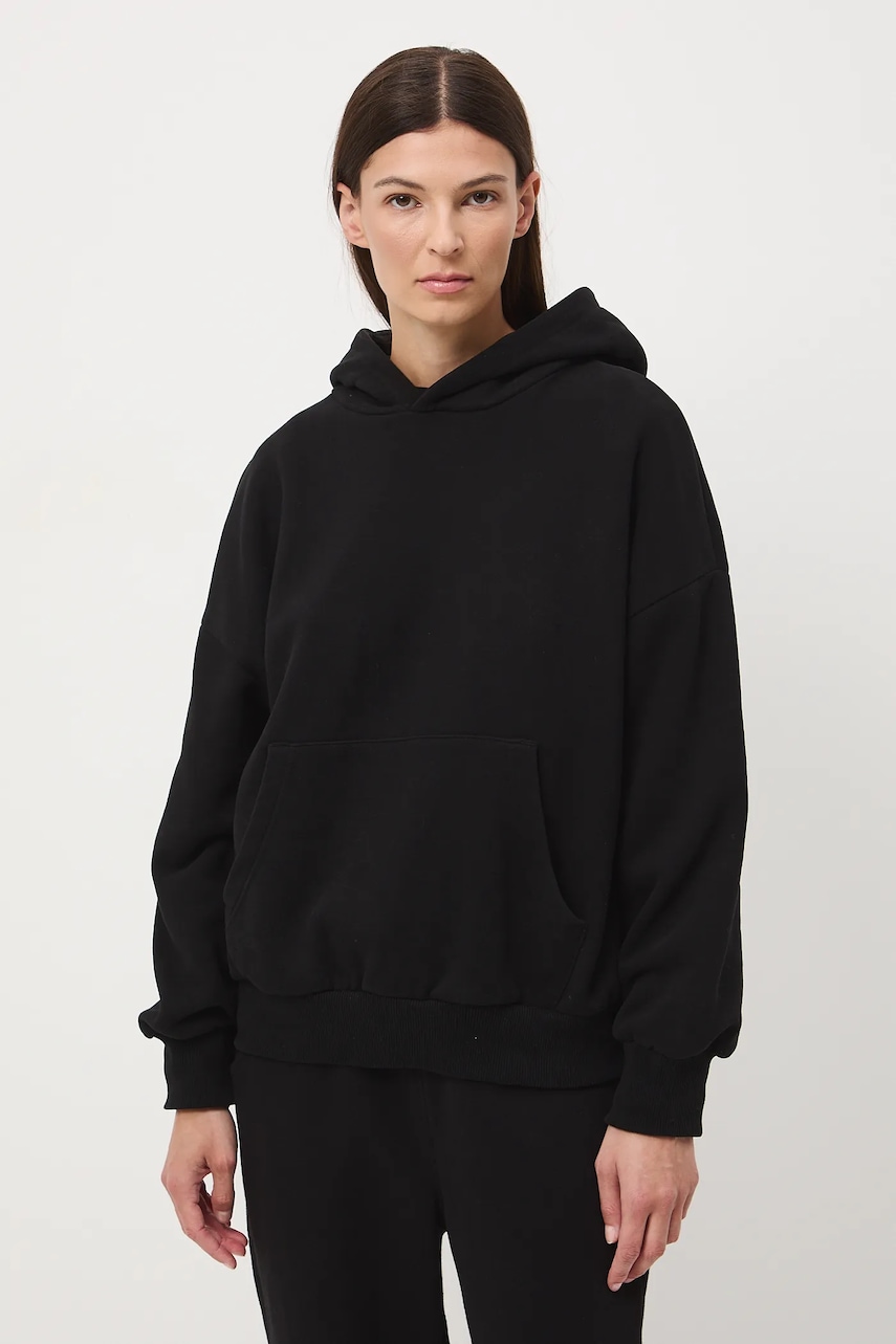 Medicine bluză culoarea negru, cu glugă, uni