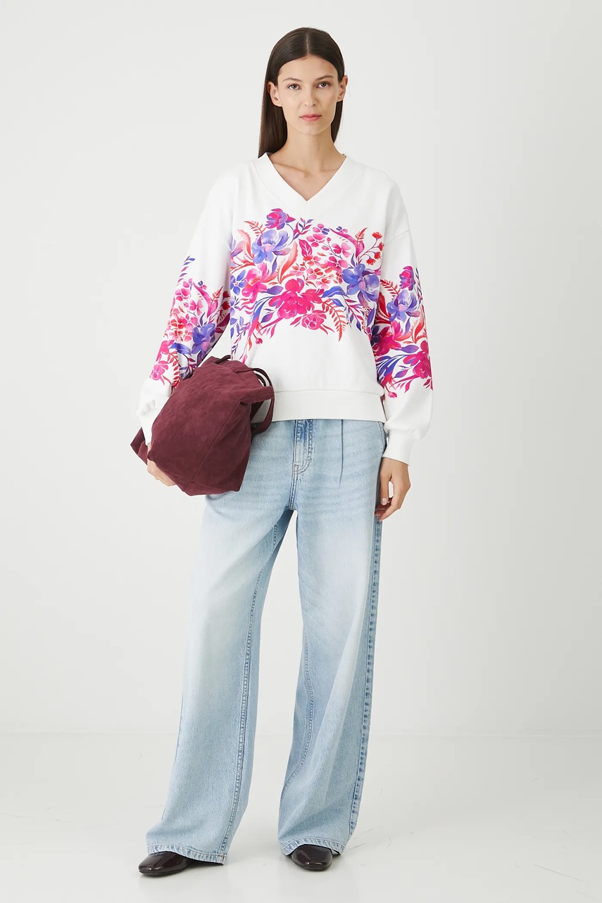 Хлопковая кофта Medicine цвет белый с принтом