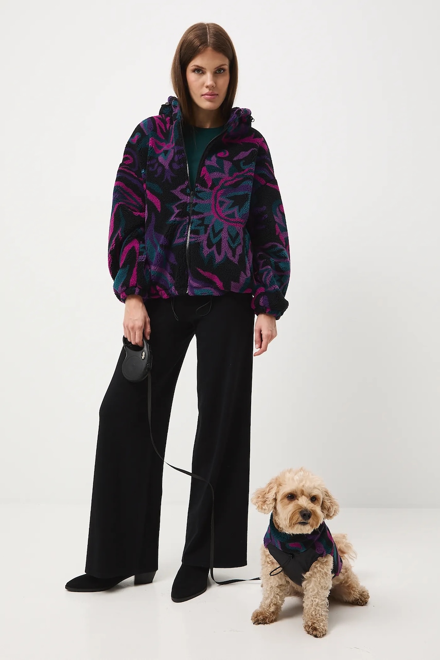 Medicine hanorac fleece culoarea negru, cu glugă, modelator