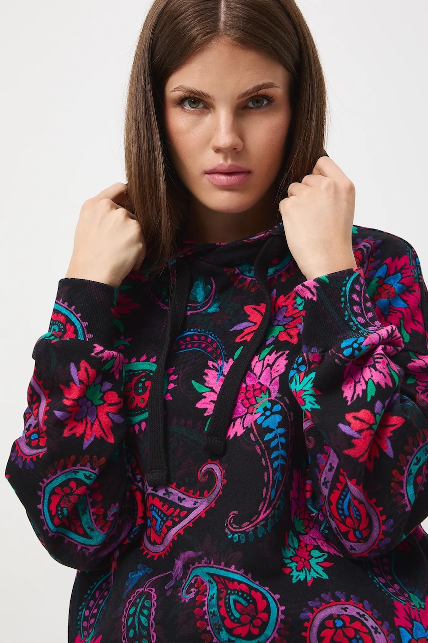 Medicine hanorac de bumbac culoarea negru, cu glugă, modelator