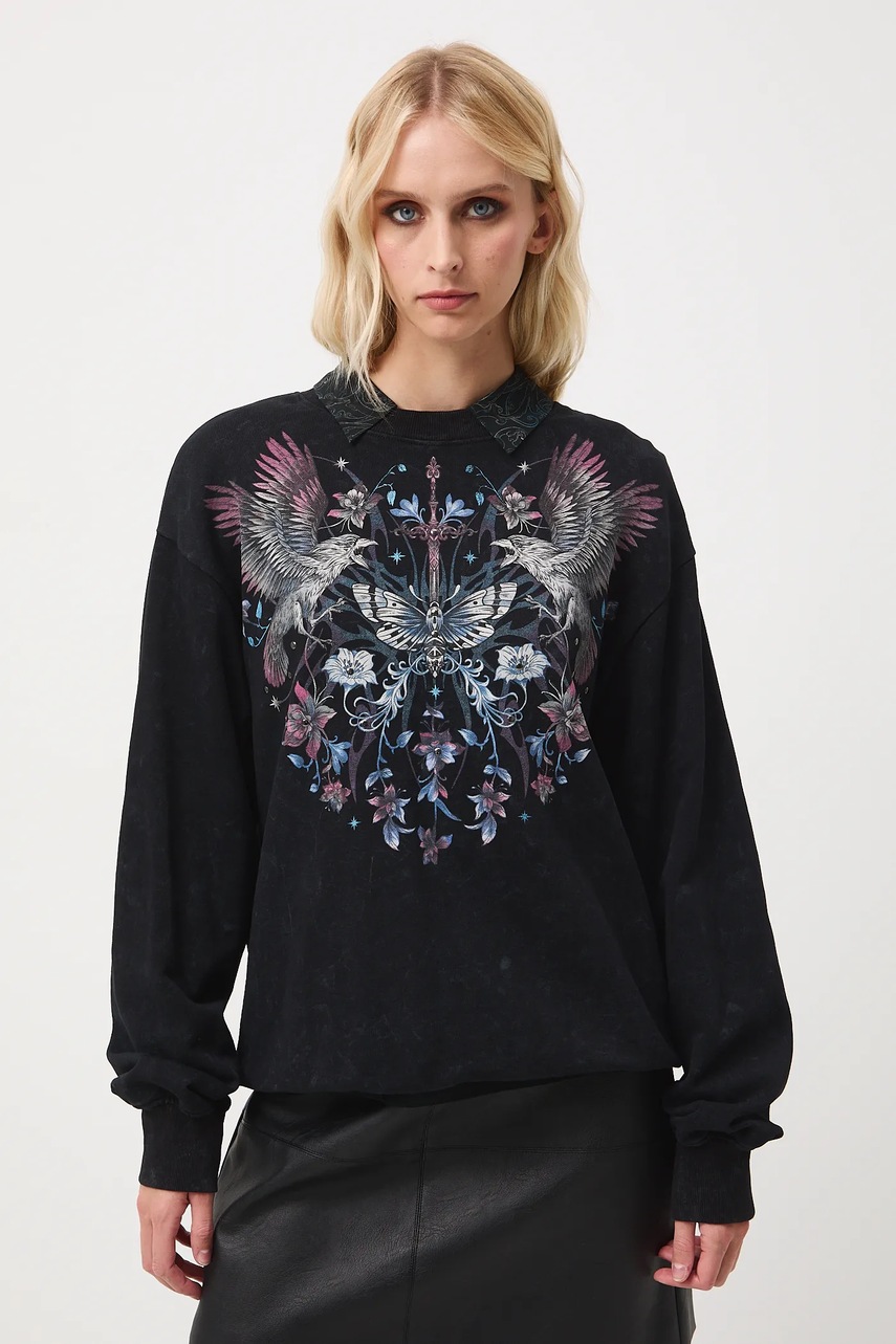 Хлопковая кофта Medicine цвет серый с принтом