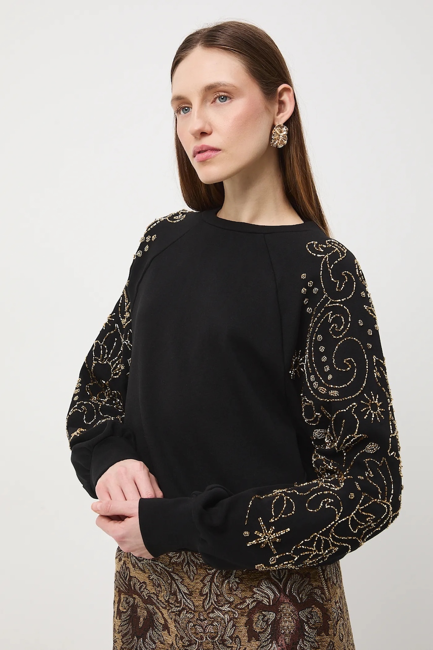 Medicine bluza culoarea negru, cu imprimeu