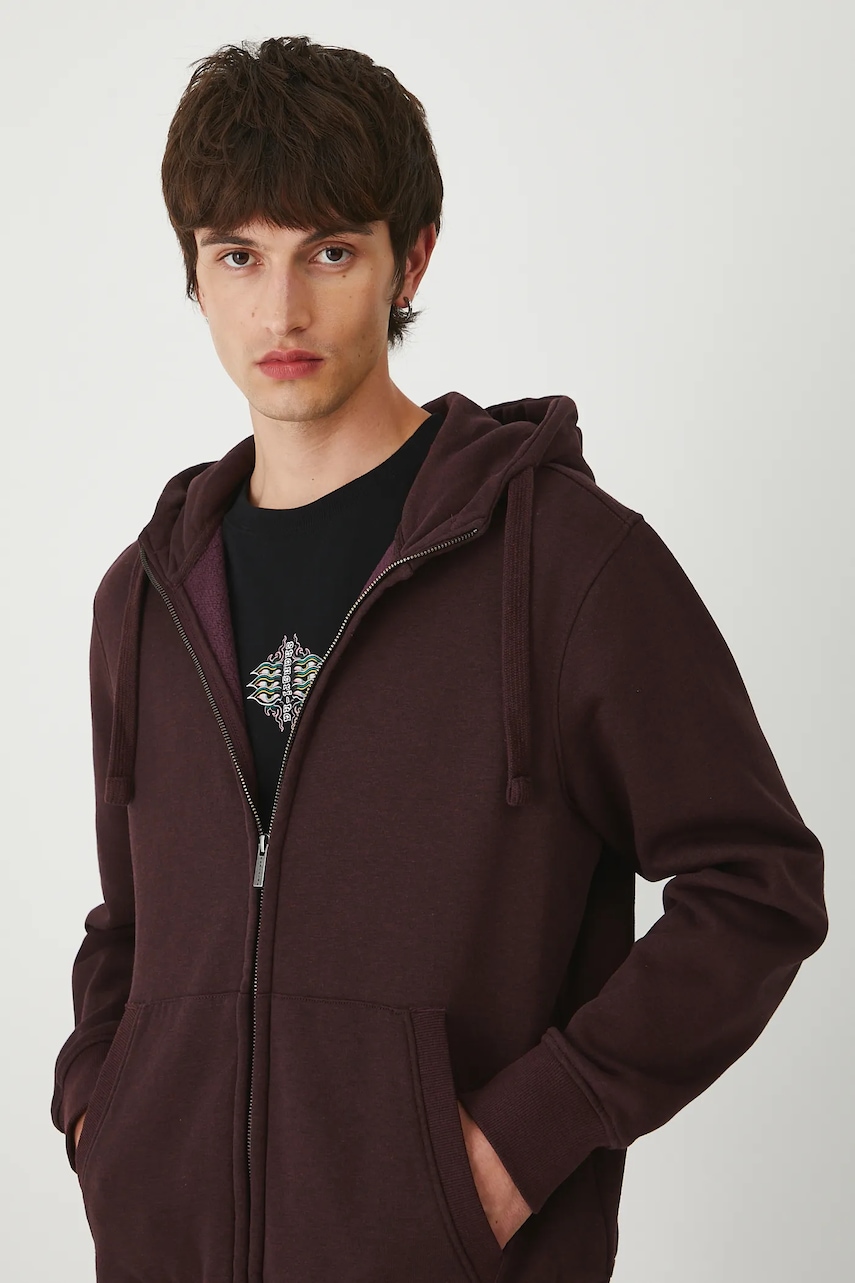 Medicine bluză culoarea bordo, cu glugă