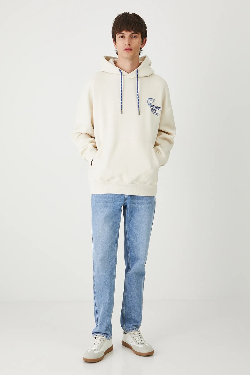 Кофта Medicine цвет бежевый с капюшоном с принтом