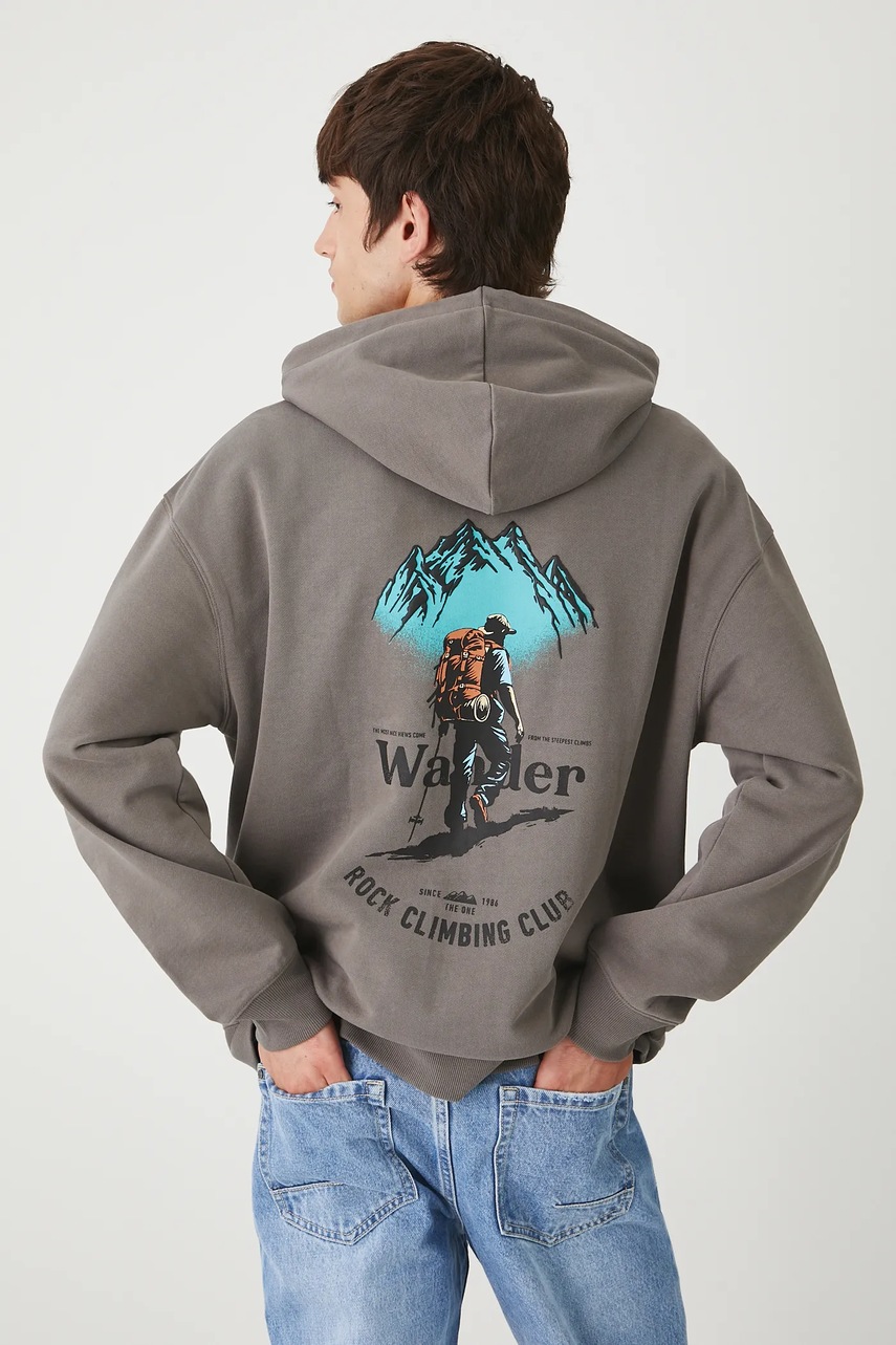 Medicine hanorac de bumbac culoarea maro, cu glugă, cu imprimeu