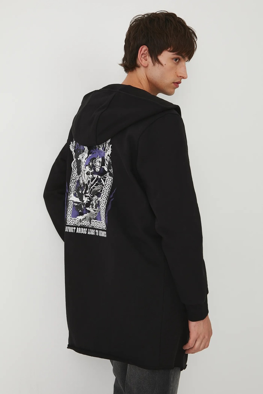 Хлопковая кофта Medicine цвет чёрный с капюшоном с принтом