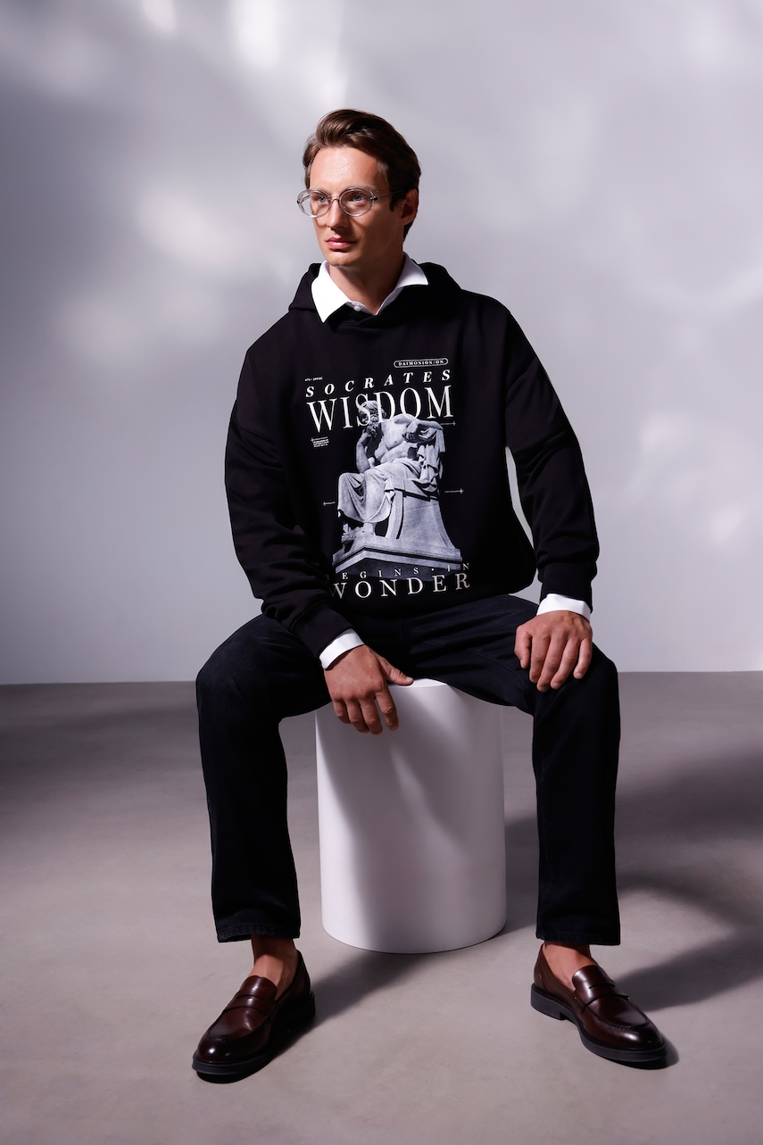 Medicine hanorac de bumbac culoarea negru, cu glugă