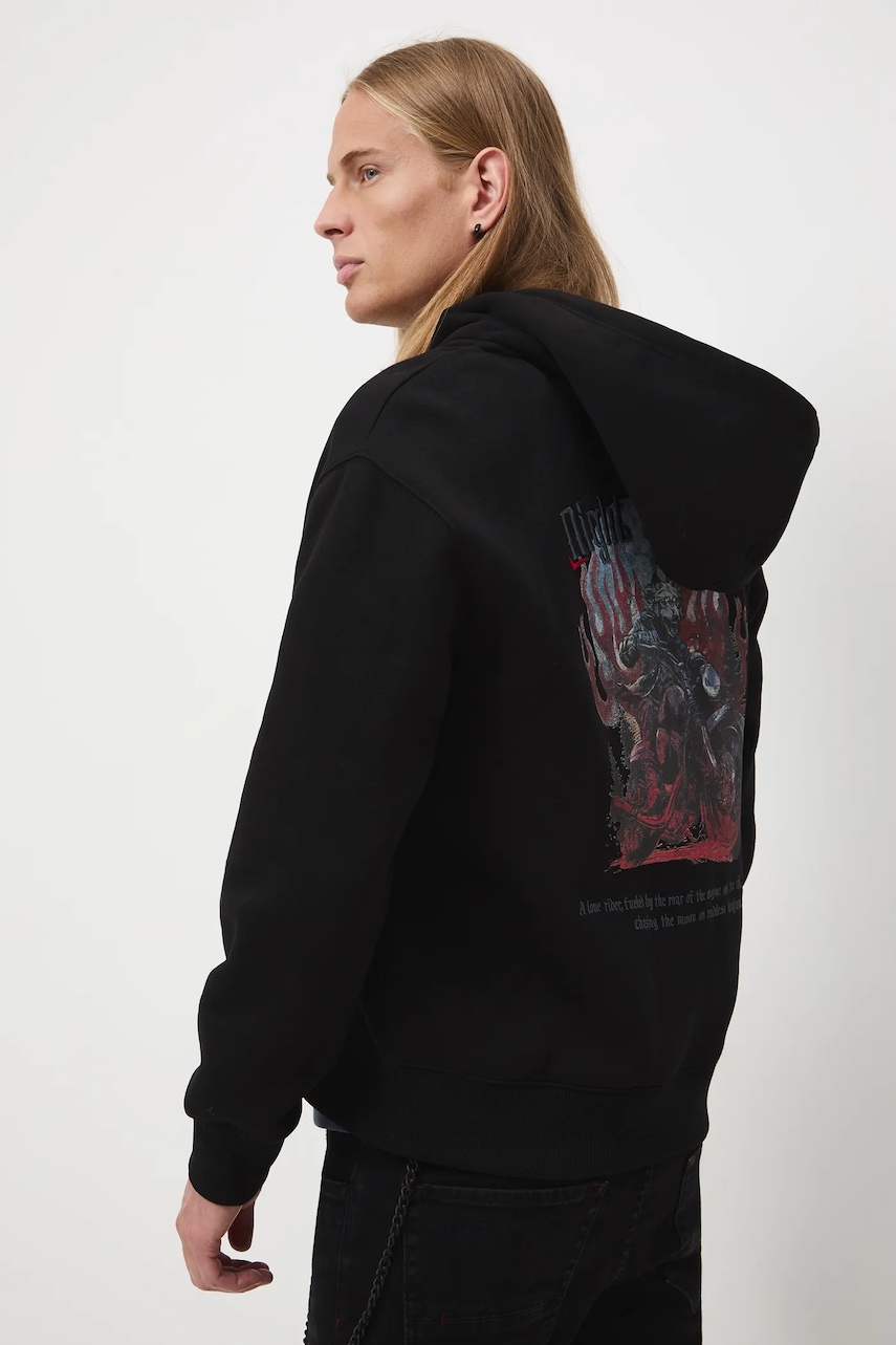 Medicine bluza culoarea negru, cu glugă, cu imprimeu Medicine bluza culoarea negru, cu glugă, cu imprimeu