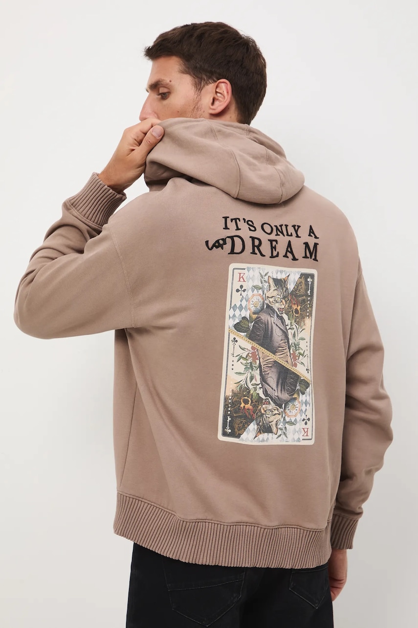 Medicine hanorac de bumbac culoarea maro, cu glugă, modelator