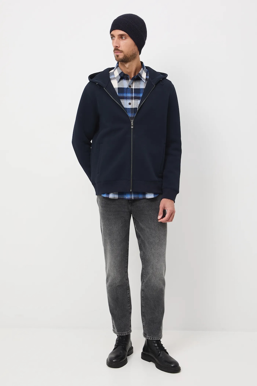 Medicine bluza culoarea albastru marin, cu glugă, neted