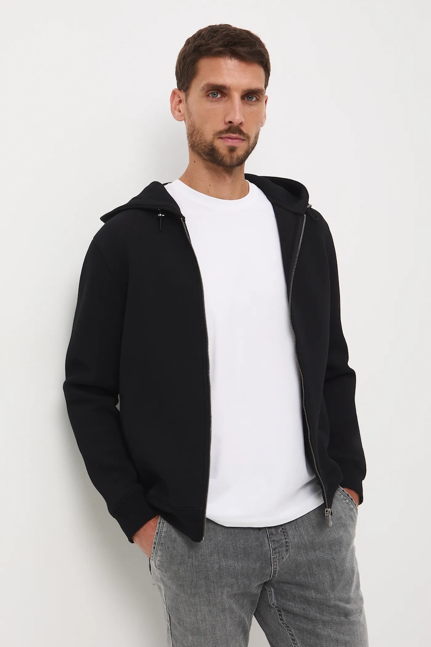 Medicine bluza culoarea negru, cu glugă, neted