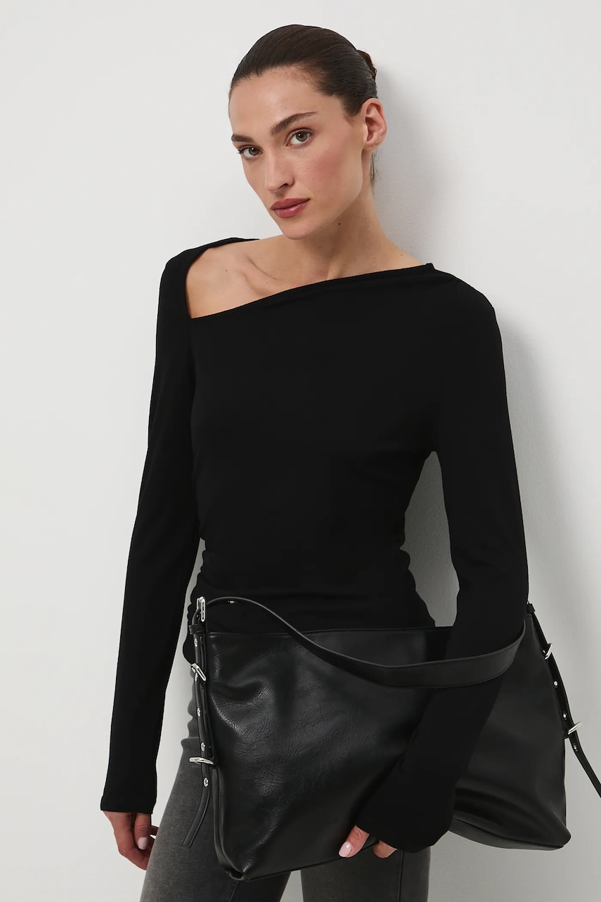 Medicine longsleeve damski kolor czarny dekolt hiszpański