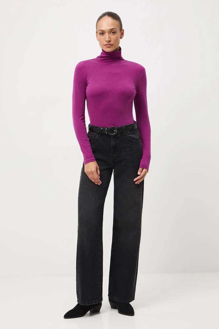 Medicine mânecă lungă cu lână culoarea violet, cu guler