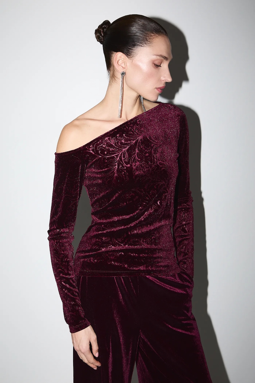 Medicine longsleeve culoarea bordo, cold shoulder