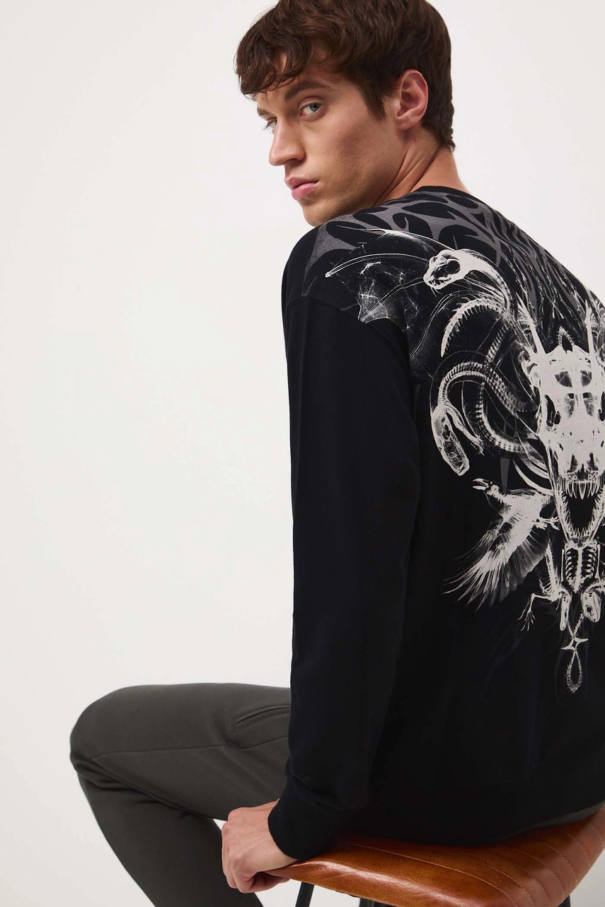 Medicine longsleeve din bumbac culoarea negru, cu imprimeu