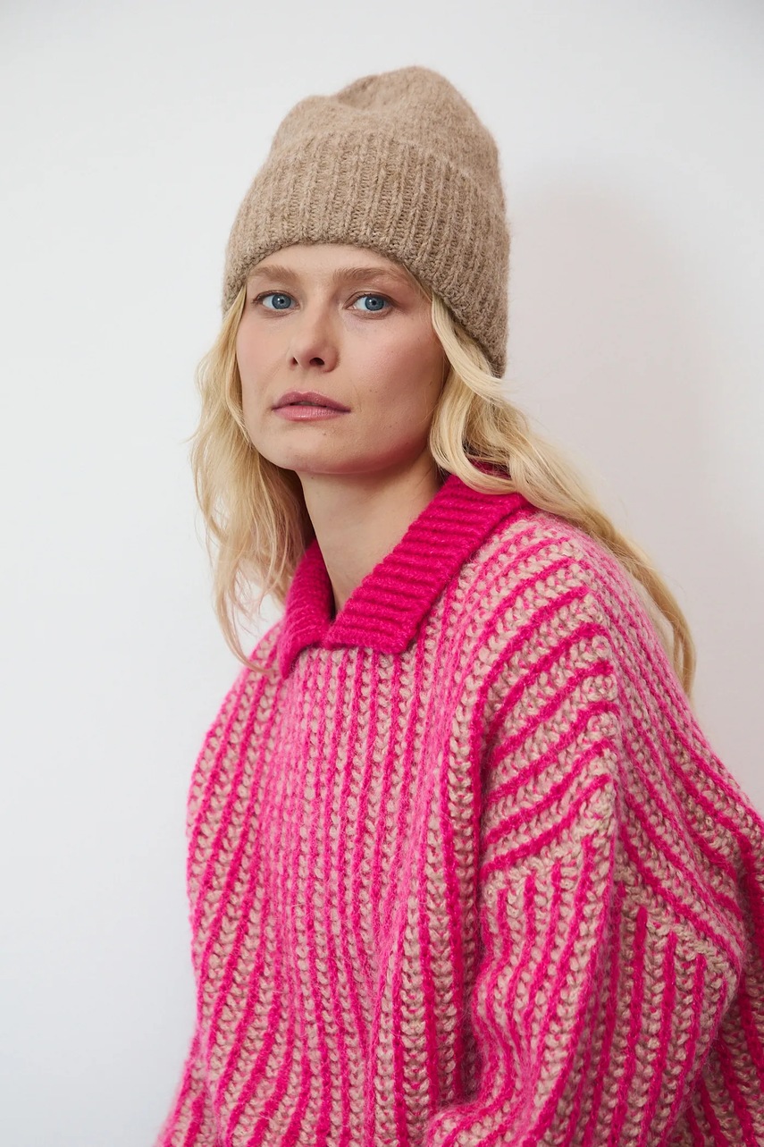 Medicine caciula din amestec de lana culoarea bej