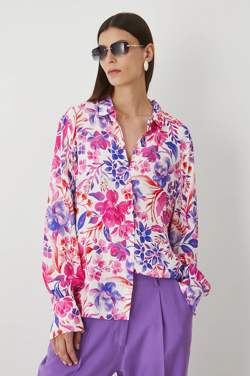 Medicine cămașă culoarea alb, cu guler clasic, regular