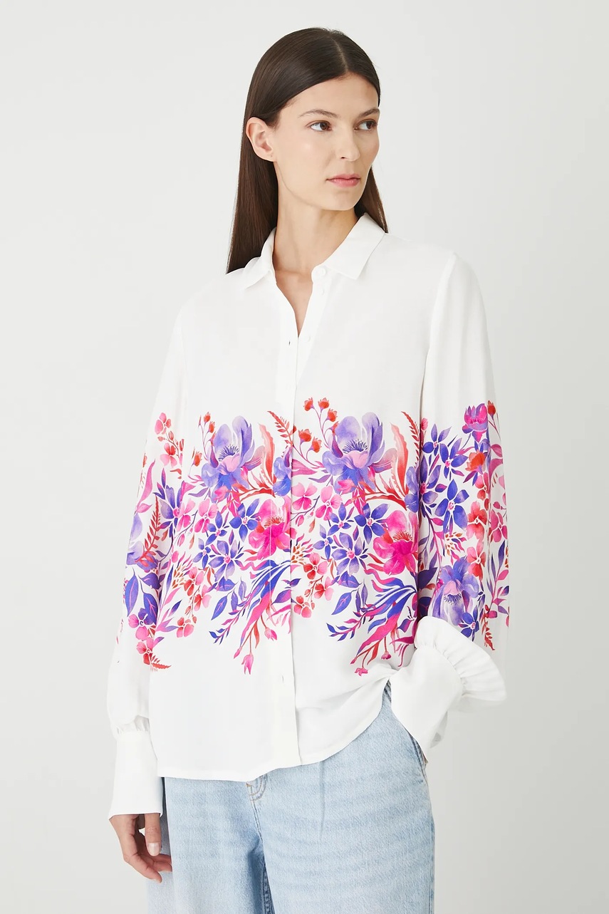 Medicine cămașă culoarea alb, cu guler clasic, regular