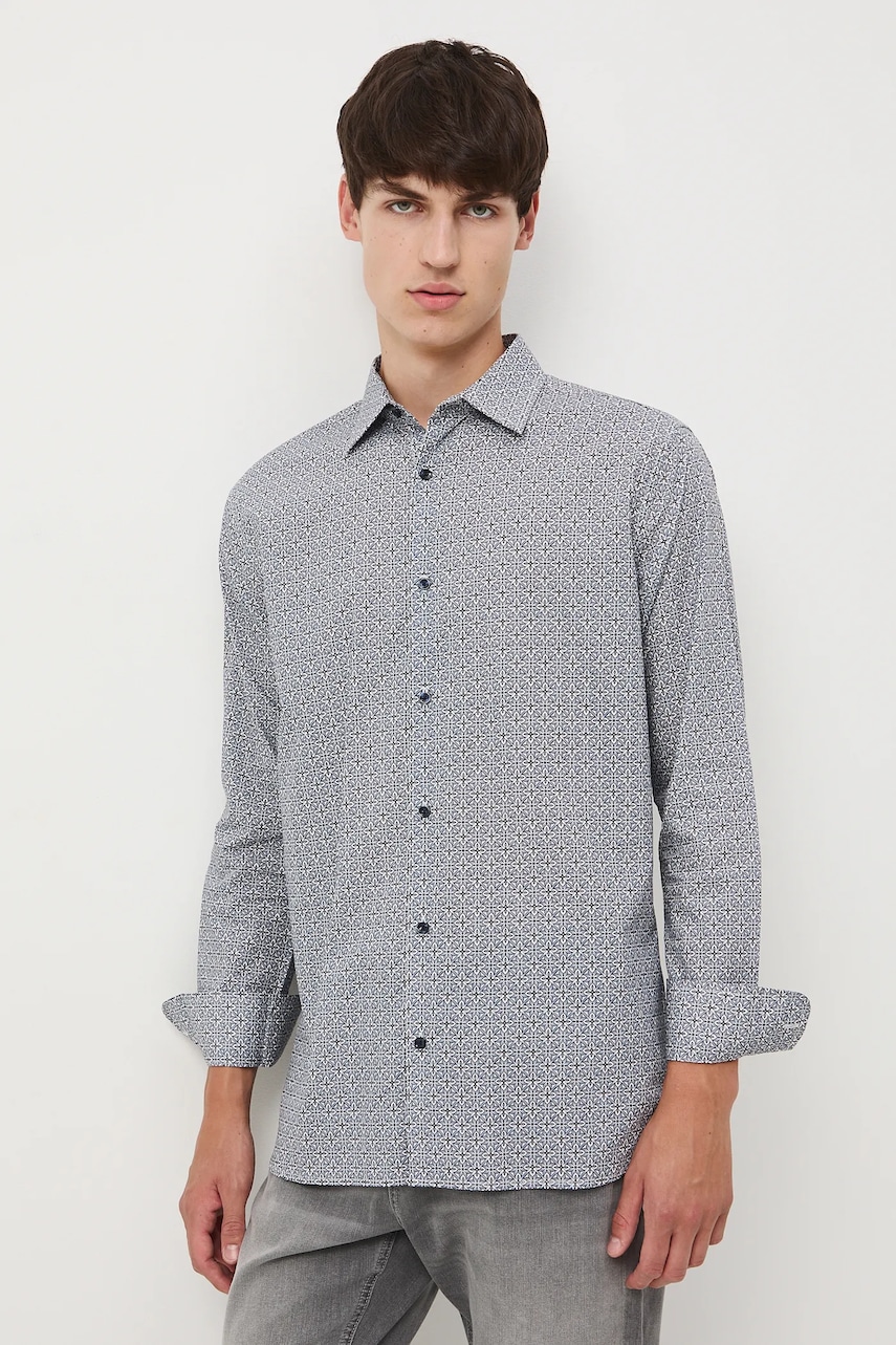 Medicine camasa culoarea bej, cu guler clasic, slim