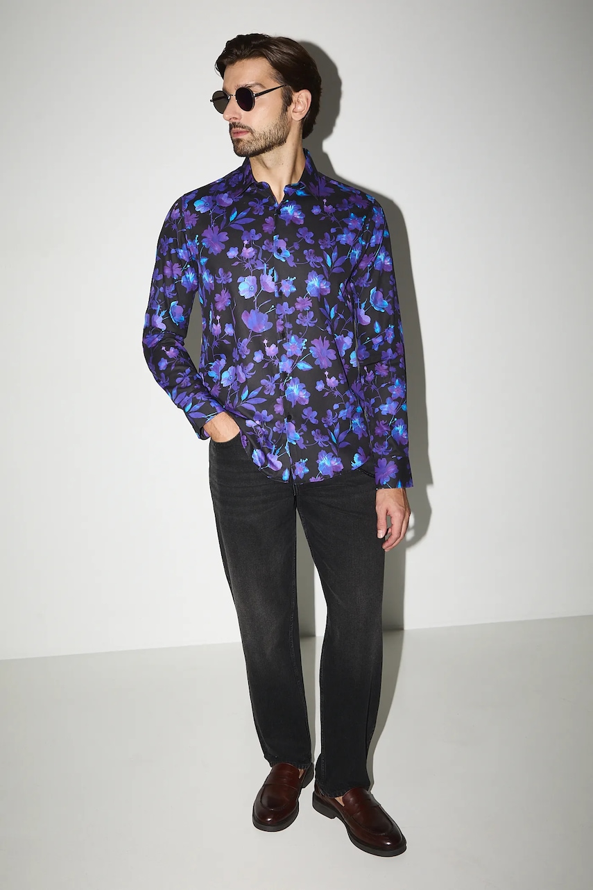 Medicine camasa din bumbac cu guler clasic, regular