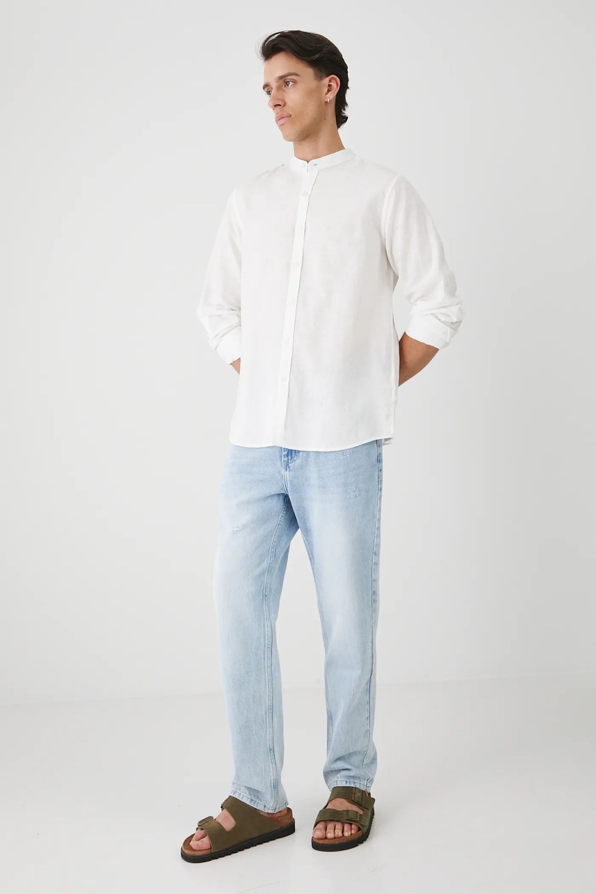 Рубашка Medicine цвет бежевый regular со стойкой