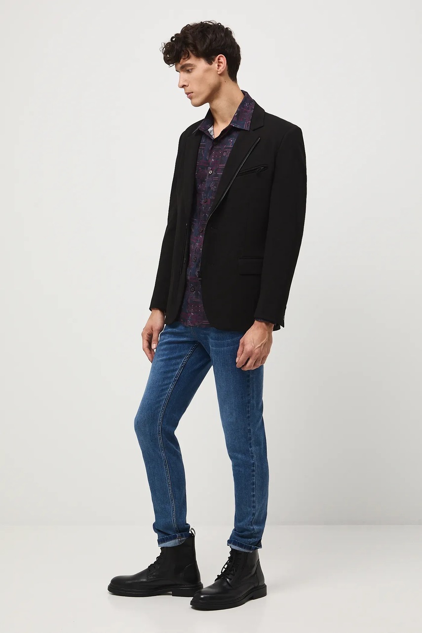 Хлопковая рубашка Medicine цвет синий regular классический воротник