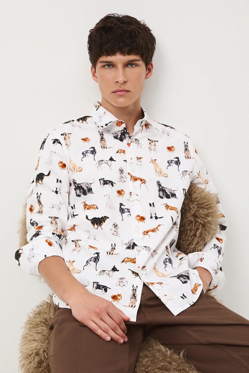 Хлопковая рубашка Medicine цвет бежевый regular классический воротник