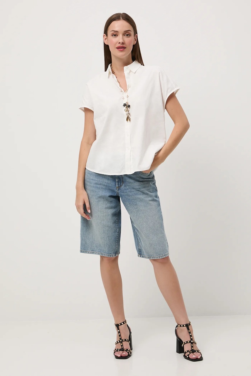 Рубашка с примесью льна Medicine цвет бежевый relaxed классический воротник