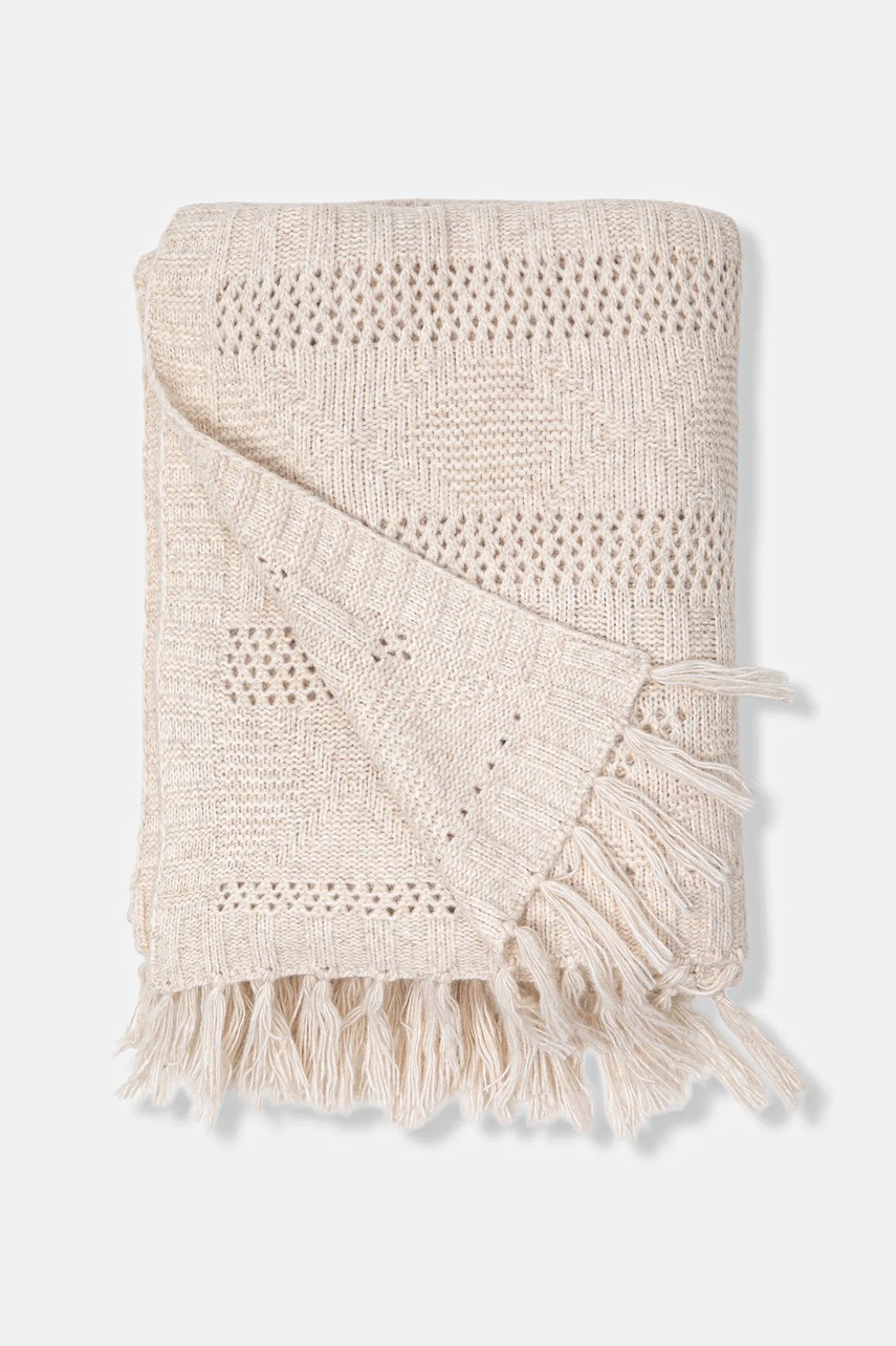 Плед с примесью шерсти Medicine цвет бежевый