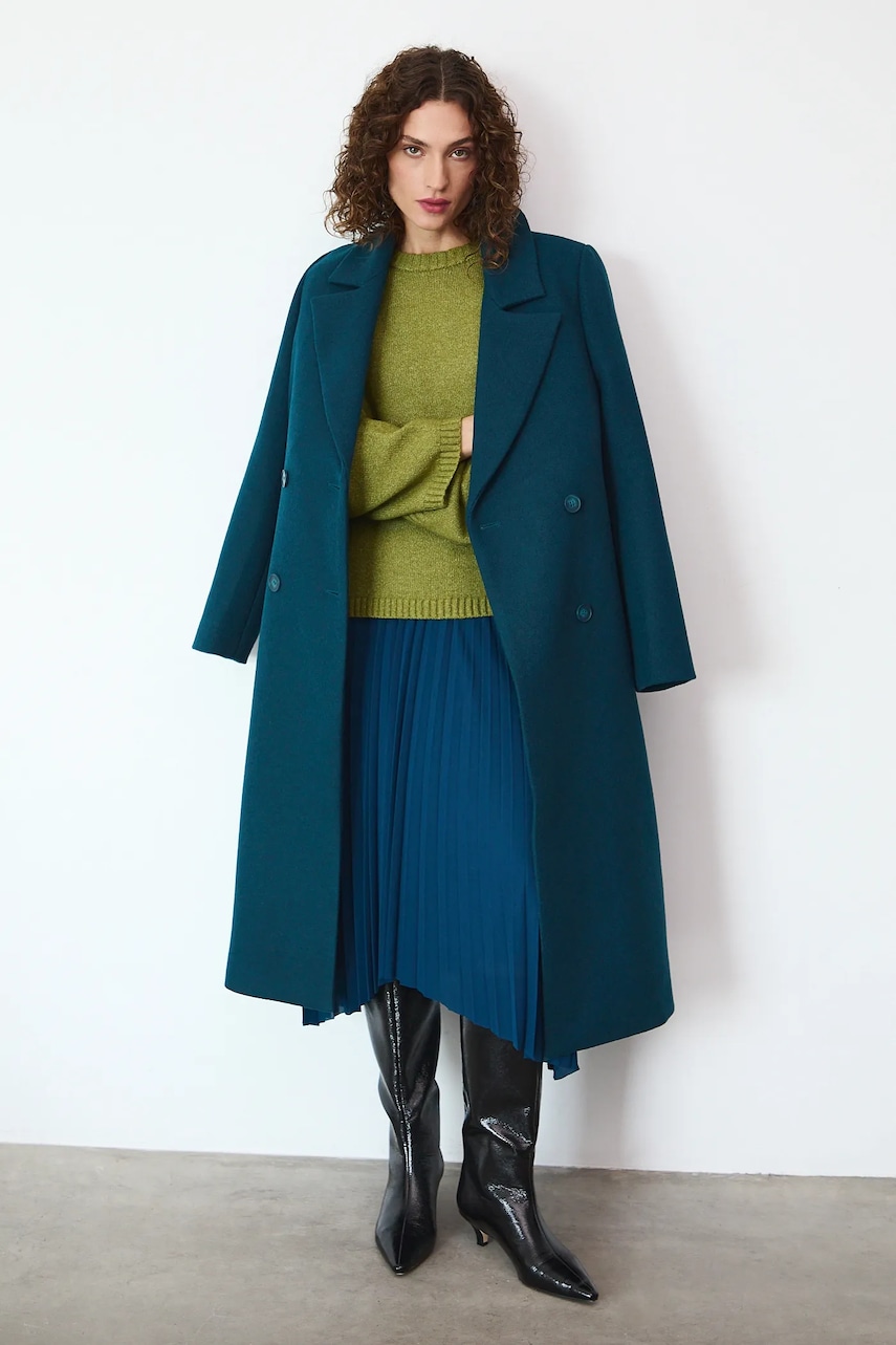 Medicine palton din lana culoarea verde