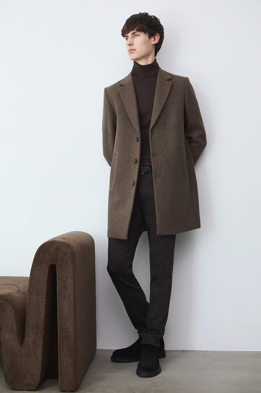Medicine palton din lână culoarea maro