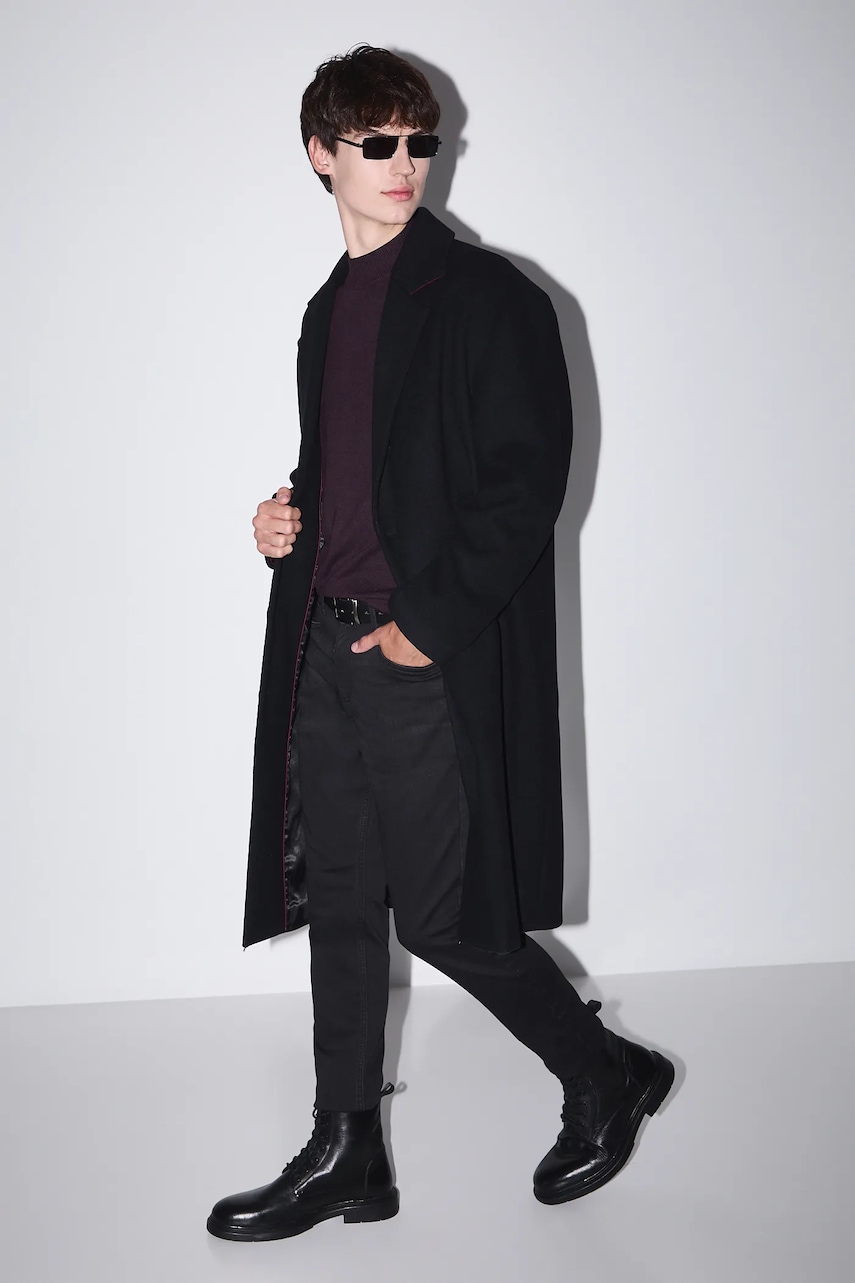 Medicine palton din lana culoarea negru