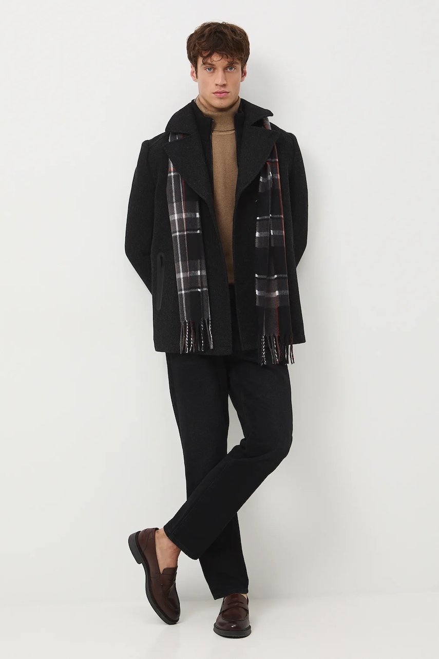 Medicine palton de lana culoarea negru