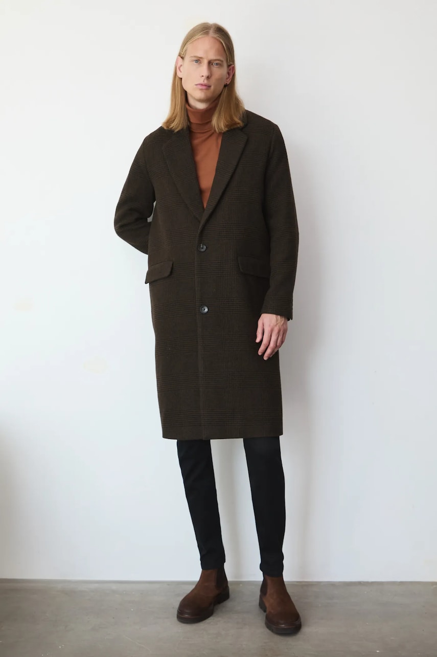 Medicine palton din lana culoarea maro