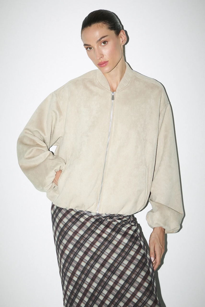 Medicine geacă bomber culoarea bej, de tranziție