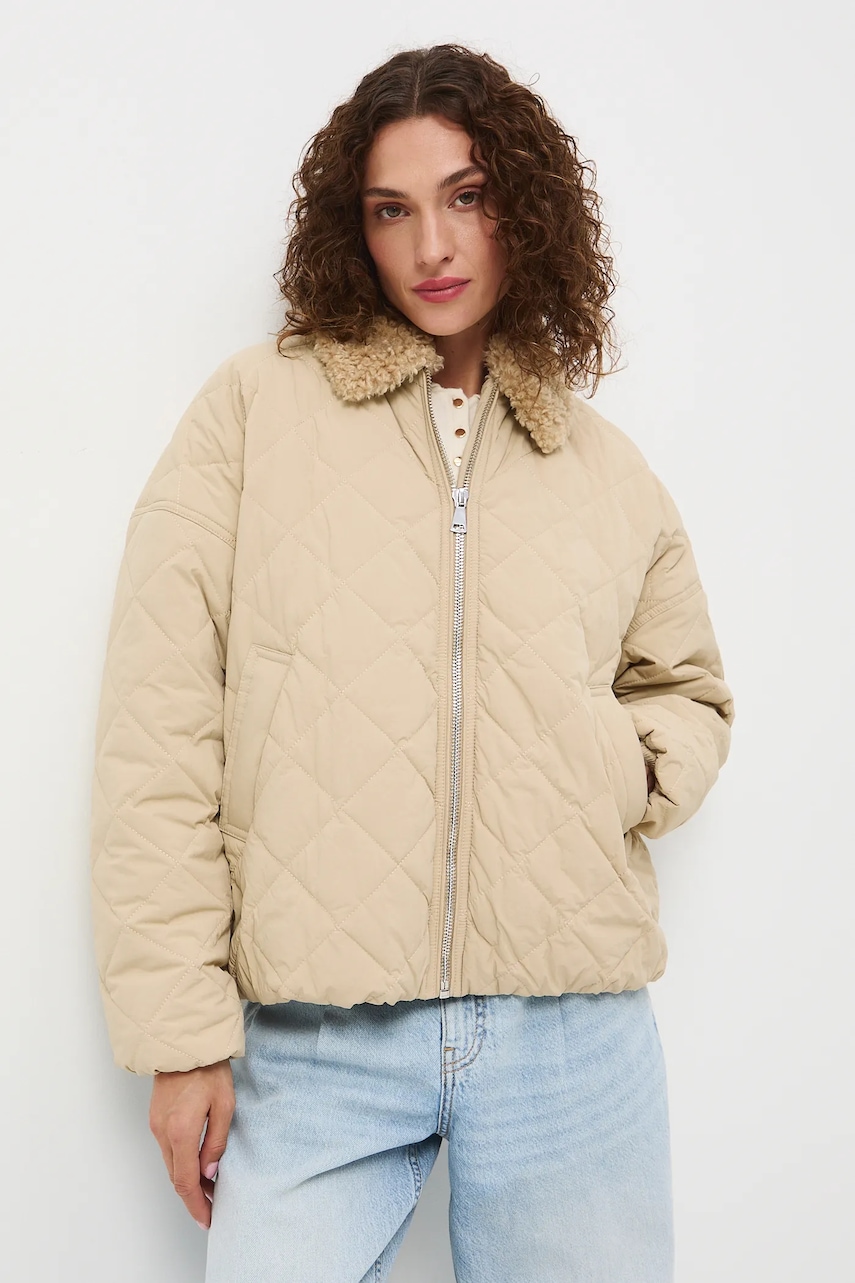 Medicine geaca culoarea bej, de tranzitie, oversize