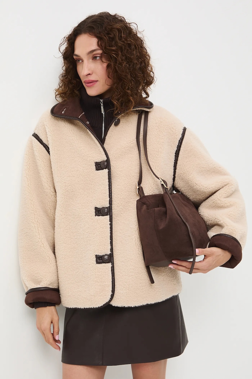 Medicine geaca culoarea bej, de tranzitie, oversize