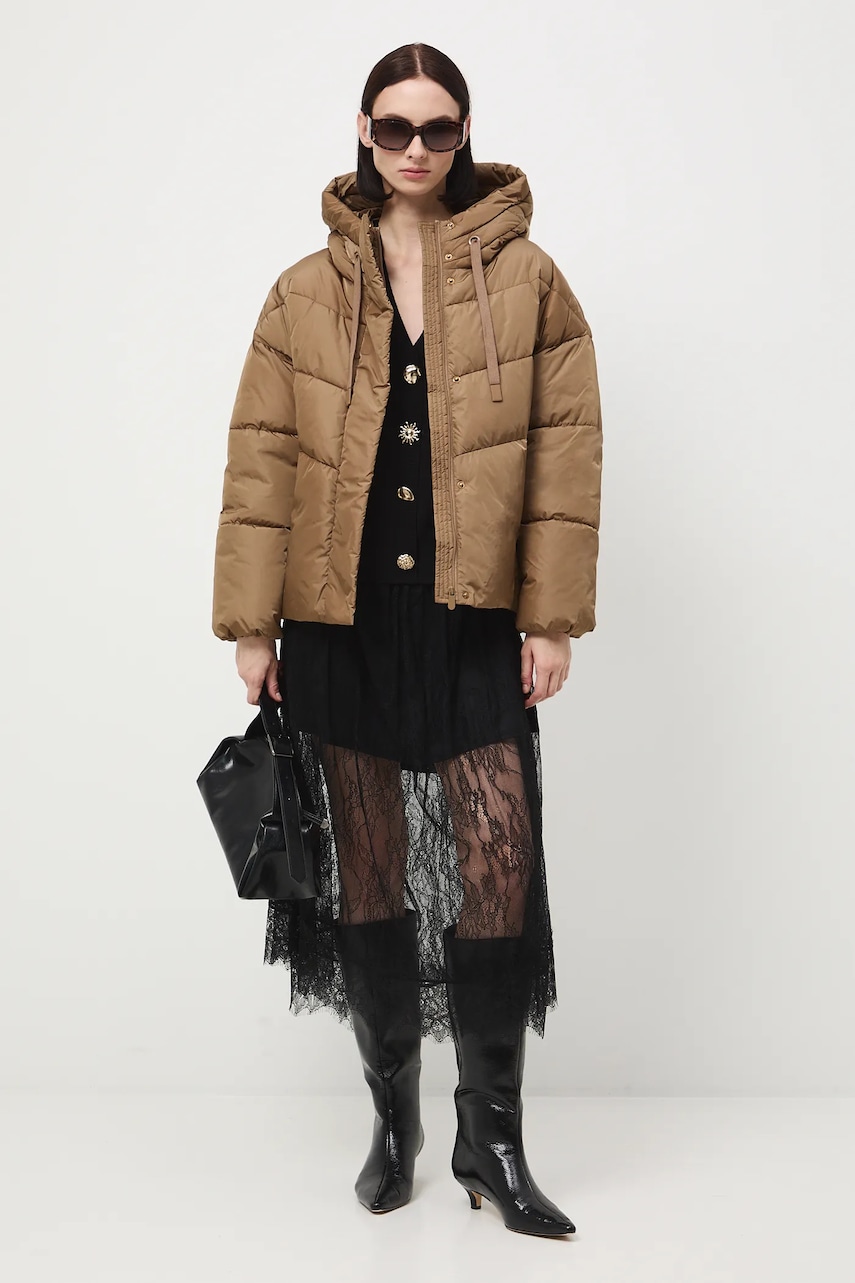 Medicine geaca culoarea bej, de iarna, oversize