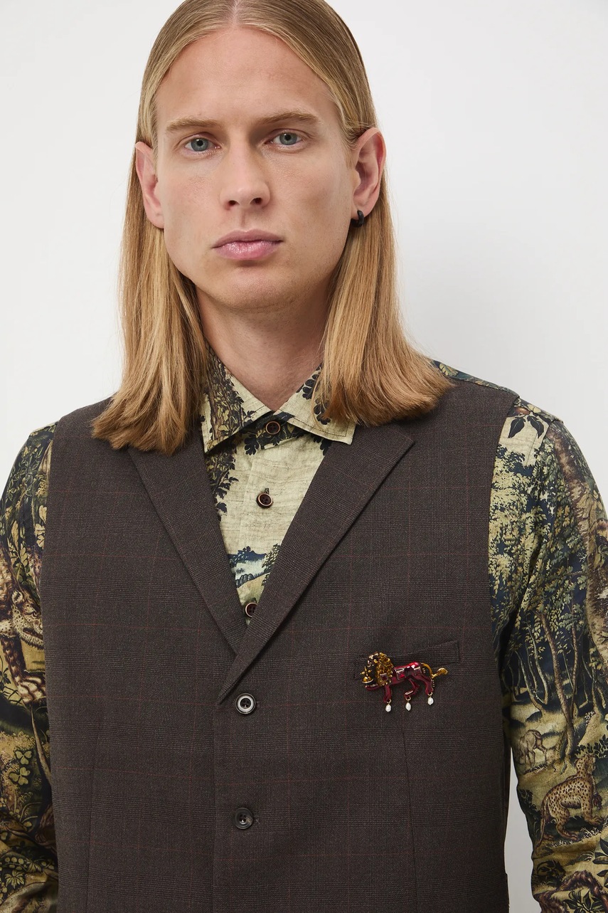 Γιλέκο Medicine χρώμα: καφέ φωτογραφία