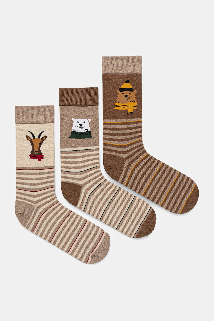 Medicine ciorapi de bumbac 3-pack culoarea bej