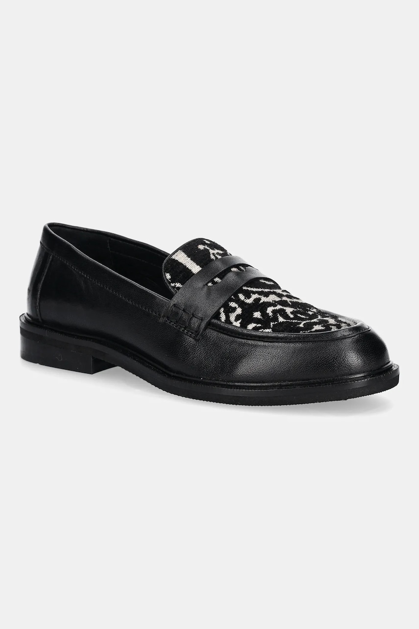 Medicine mocasini culoarea negru, cu toc plat